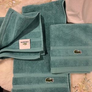 LACOSTE Teal Green LUXURIOUS DESIGNER Towel Collection 3 Towels; ORIG $90+!